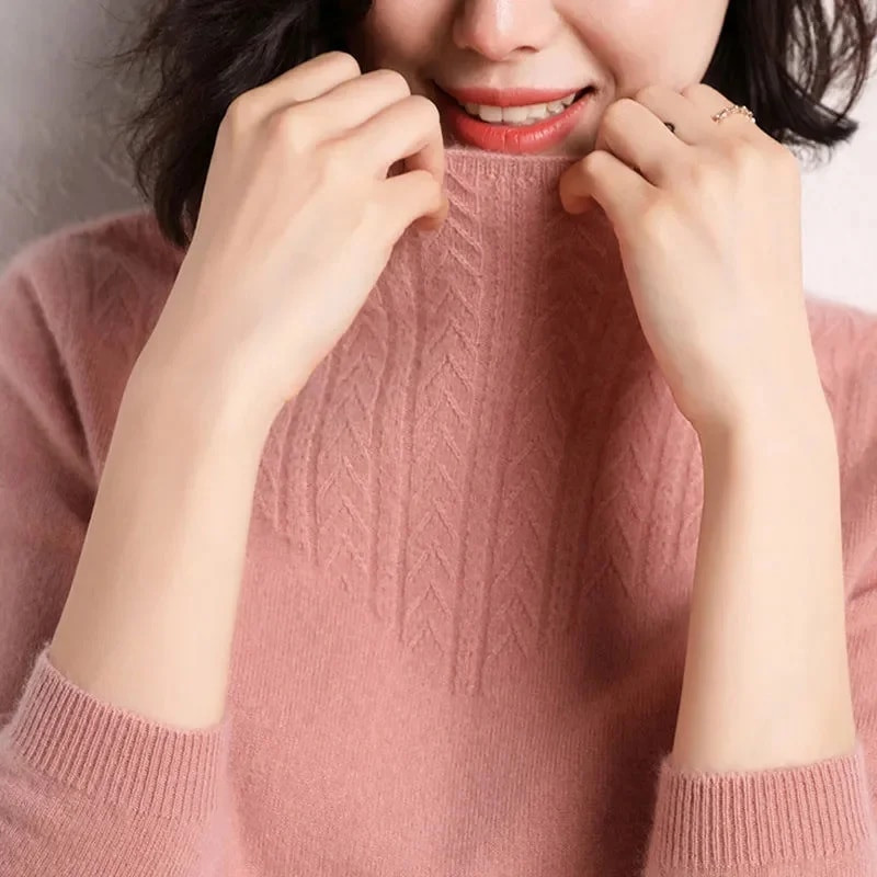 2023 Νέα γυναικεία πουλόβερ ζιβάγκο με μασίφ λεπτή εφαρμογή Κορεατικά πουκάμισα με κάτω μέρος Φθινόπωρο Χειμώνας Casual πλεκτό πουλόβερ