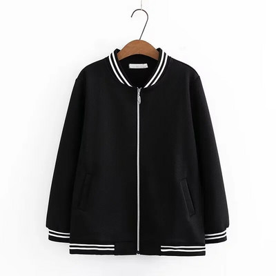 Liela izmēra sieviešu apģērbi, pavasara un rudens mēteļa apkakle, ikdienas jaka ar rāvējslēdzēju ar kabatām sievietēm līdz 220 mārciņām