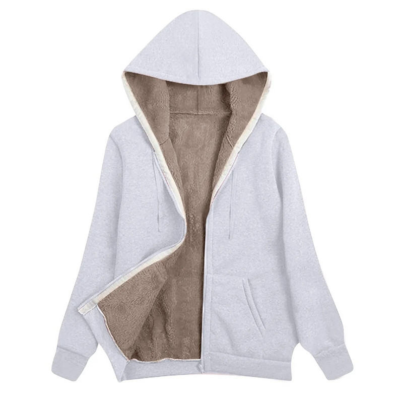 Liela izmēra sieviešu jaka ar garām piedurknēm ziemas vilnas džemperis ar kapuci Sieviešu vilnas mētelis Jauns, vienkāršs, daudzpusīgs sieviešu tops