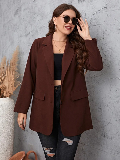 GIBSIE Liela izmēra pavasara rudens biroja sieviešu virsdrēbes ar vienrindu sieviešu uzvalku mētelis, stilīgi topi sieviešu virsdrēbes