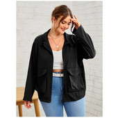 Liela izmēra elegants rudens mētelis sievietēm ar garām piedurknēm ar rāvējslēdzēju priekšpusē, brīva būda Liela izmēra biznesa ikdienas darba biroja jaka 6XL 7XL 8XL