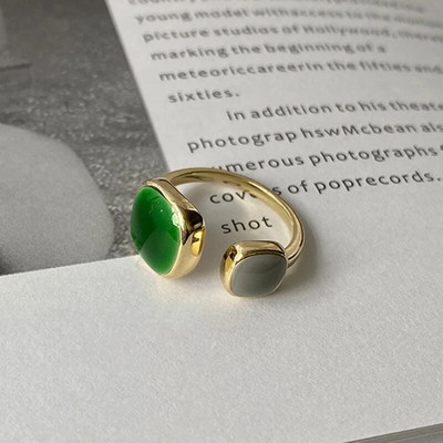 Sieviešu modes ģeometriski atvērti gredzeni aksesuāri melnbalts apaļš epoksīda spīdīgs disks sievietēm moderns zelta gredzens rotaslietas Labākās dāvanas