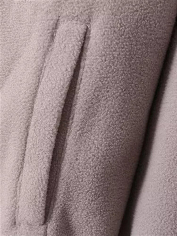 Nagy méretű női őszi és téli kapucnis dzseki, hosszú ujjú, kétoldalas plüss szövetből készült pulóver zsebes, cipzáras kardigánnal