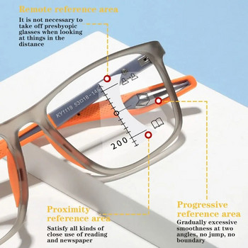TR90 Спортни прогресивни мултифокални очила за четене Жени Мъже HD Анти-синя светлина близо и далеч Очила за пресбиопия