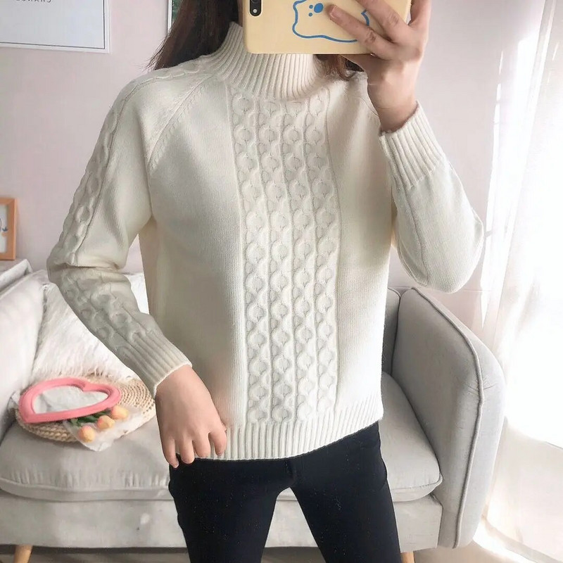 Jesen Zima Topli džemper s dolčevitom Ženski Thicken Plus Velvet Mekani džemper Ležerna pletiva Korejski pulover Majice dugih rukava