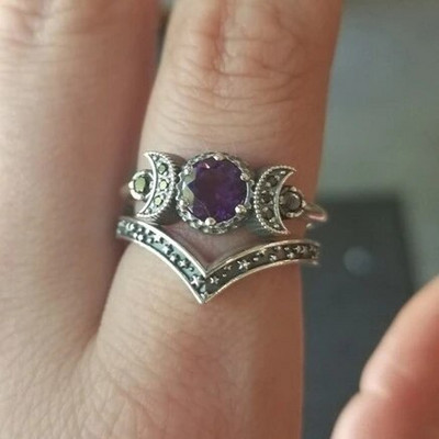 2023. gada New Gothic Universe Moon sieviešu gredzenu komplekts Radošs vintage Pentagram Black Party brīvdienu rotaslietas Labākā dāvana meitenēm