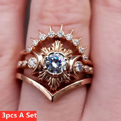 2023. gada New Gothic Universe Moon sieviešu gredzenu komplekts Radošs vintage Pentagram Black Party brīvdienu rotaslietas Labākā dāvana meitenēm