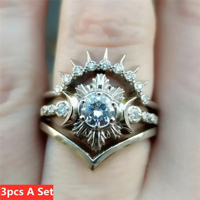 2023. gada New Gothic Universe Moon sieviešu gredzenu komplekts Radošs vintage Pentagram Black Party brīvdienu rotaslietas Labākā dāvana meitenēm