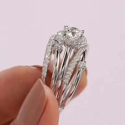 „Huitan“ naujai sukurti moteriški žiedai „Bling Bling“ kubinis cirkonio kryžminis platus žiedas Aukštos kokybės sidabro spalvos madingi papuošalai vakarėliui