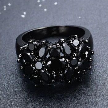 Πολυτελή δαχτυλίδια Μοναδικά γυναικεία μαύρα οβάλ ένθετα δαχτυλίδια στα σύνορα Vintage μεγάλες βέρες γάμου για γυναίκες Ανδρικά κοσμήματα δώρο μόδας