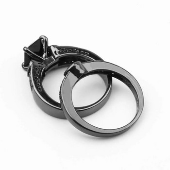 Луксозни пръстени Уникални женски черни овални инкрустирани кръстосани пръстени Ретро големи брачни пръстени за жени Мъже Бижута Подарък Мода