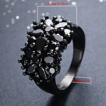 Луксозни пръстени Уникални женски черни овални инкрустирани кръстосани пръстени Ретро големи брачни пръстени за жени Мъже Бижута Подарък Мода