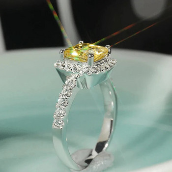 Huitan Bright Yellow CZ Finger Rings for Women Υπέροχες μπάντες γάμου Αξεσουάρ Ιδιοσυγκρασία Γυναικεία δαχτυλίδια για πάρτι μόδας κοσμήματα