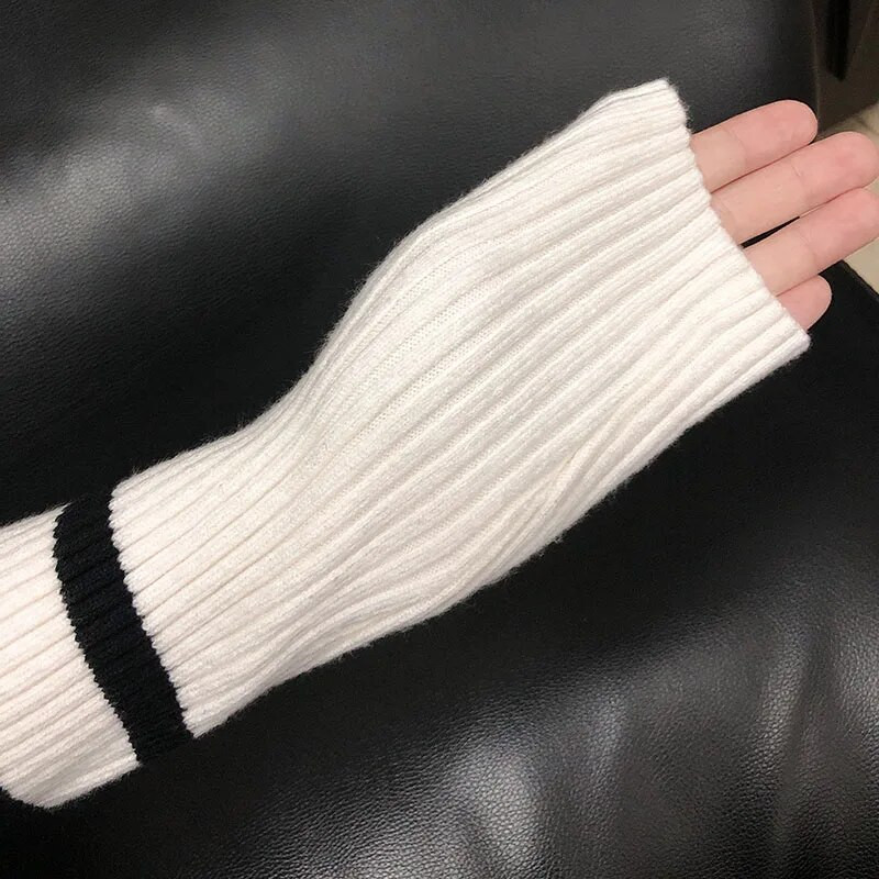 Svītrains džemperis ar apkakli sievietēm, tievi džemperi, eleganti rudens ar garām piedurknēm Свитер Ropa Mujer korejiešu modes trikotāžas apģērbs