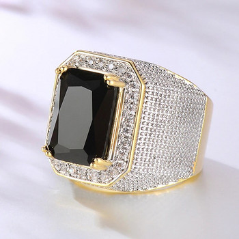 Huitan 2023 Модерни сватбени пръстени за жени, черен/син кубичен цирконий, геометрични, модерна мода, годежно парти, женски бижута