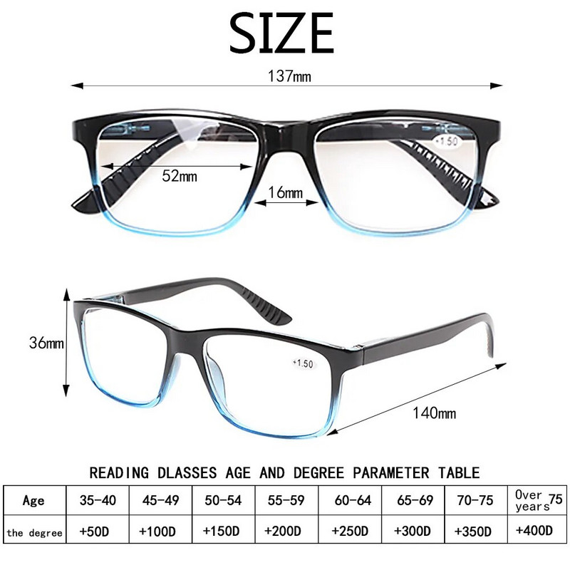 Turezing Lugemisprillid Vedruliigend Mehed Naiste Lugejad Prillid Dioptrid +0, +50, +75, +100, +200...+600