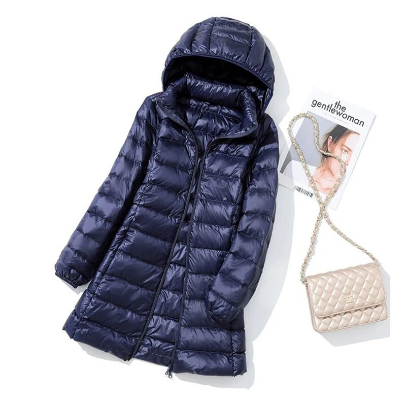 SEDUTMO téli hosszú női pehelykabát, nagy méretű, 5XL ultrakönnyű vékony pufferkabát vékony alkalmi, eltávolítható kapucnis Parka ED1580