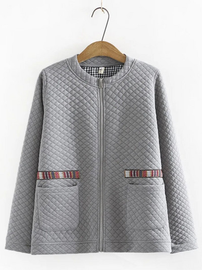 Γυναικείο μπουφάν Plus Size Φθινοπωρινό Χαλαρό Καπιτονέ παλτό με λεπτή λαιμόκοψη Γυναικεία εξωτερικά ενδύματα 6025