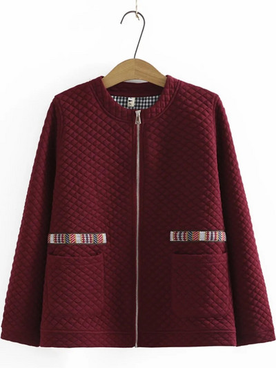 Γυναικείο μπουφάν Plus Size Φθινοπωρινό Χαλαρό Καπιτονέ παλτό με λεπτή λαιμόκοψη Γυναικεία εξωτερικά ενδύματα 6025