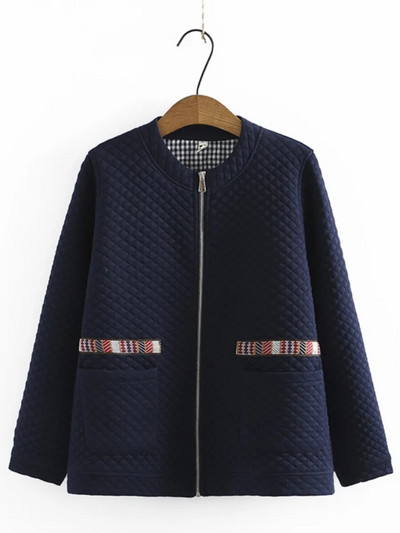 Γυναικείο μπουφάν Plus Size Φθινοπωρινό Χαλαρό Καπιτονέ παλτό με λεπτή λαιμόκοψη Γυναικεία εξωτερικά ενδύματα 6025