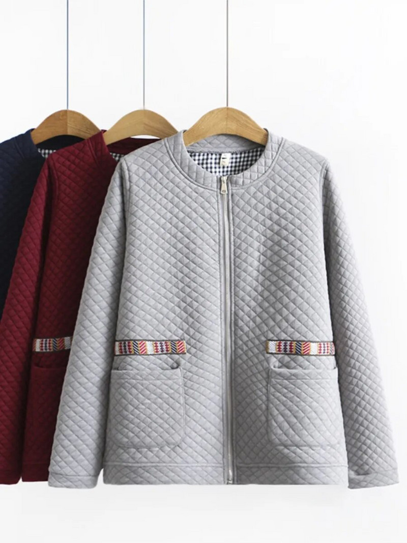 Γυναικείο μπουφάν Plus Size Φθινοπωρινό Χαλαρό Καπιτονέ παλτό με λεπτή λαιμόκοψη Γυναικεία εξωτερικά ενδύματα 6025