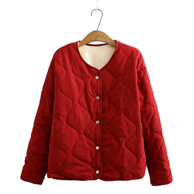 Γυναικείο Parka Plus Size Χειμερινό νέο 2020 Απλό μάλλινο παλτό με επένδυση Λεπτό σακάκι με λαιμόκοψη V