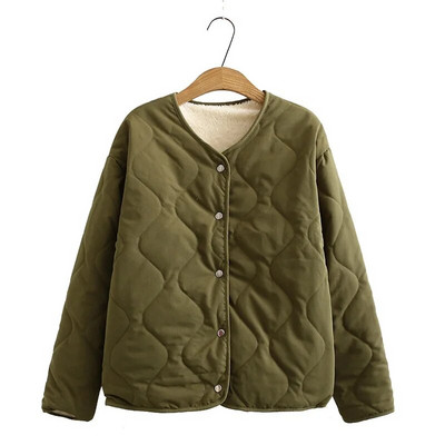 Γυναικείο Parka Plus Size Χειμερινό νέο 2020 Απλό μάλλινο παλτό με επένδυση Λεπτό σακάκι με λαιμόκοψη V