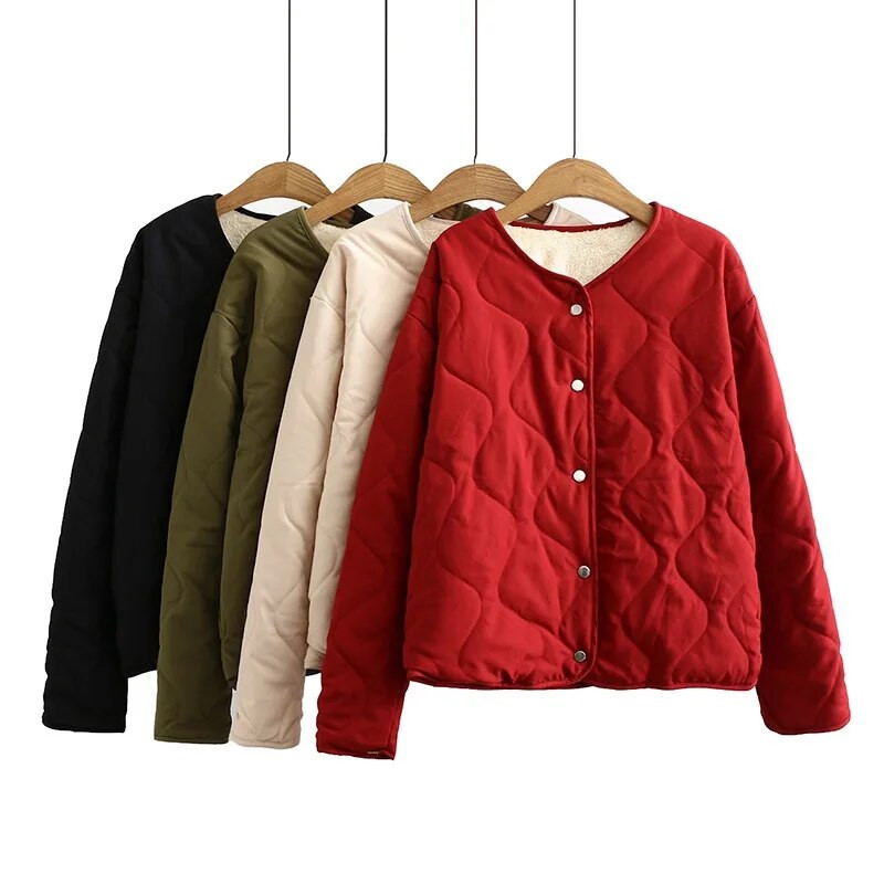 Γυναικείο Parka Plus Size Χειμερινό νέο 2020 Απλό μάλλινο παλτό με επένδυση Λεπτό σακάκι με λαιμόκοψη V