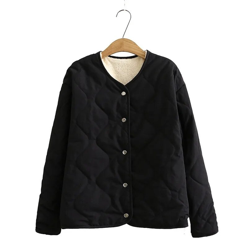 Γυναικείο Parka Plus Size Χειμερινό νέο 2020 Απλό μάλλινο παλτό με επένδυση Λεπτό σακάκι με λαιμόκοψη V