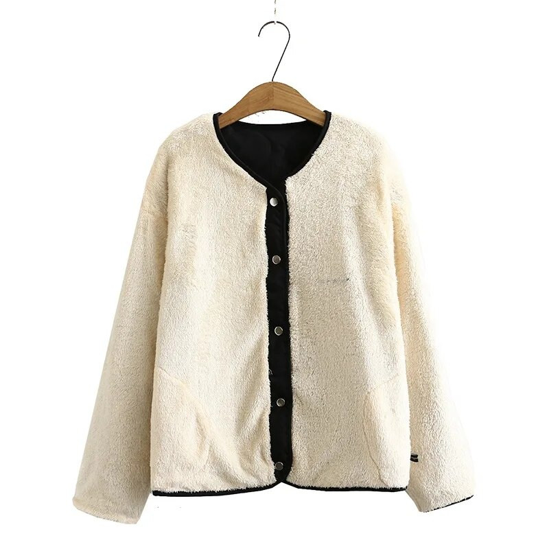 Γυναικείο Parka Plus Size Χειμερινό νέο 2020 Απλό μάλλινο παλτό με επένδυση Λεπτό σακάκι με λαιμόκοψη V