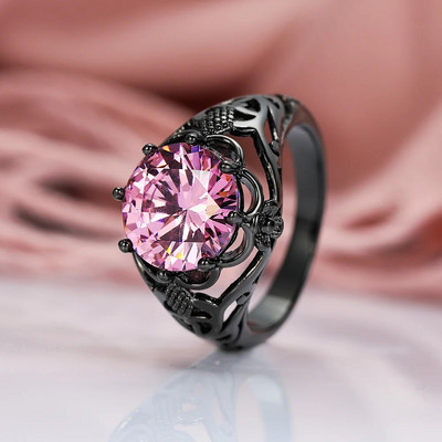 Boho zili violeti rozā sarkani akmens apaļas kāzu lentes sievietēm vīriešu varavīksnes cirkons melnā zelta krāsā saderināšanās gredzeni sievietēm vīriešiem