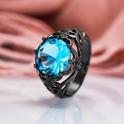 Boho zili violeti rozā sarkani akmens apaļas kāzu lentes sievietēm vīriešu varavīksnes cirkons melnā zelta krāsā saderināšanās gredzeni sievietēm vīriešiem