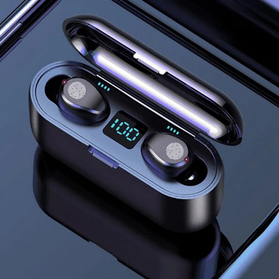 Bluetooth слушалки F9-8LED TWS Безжични слушалки Sports Touch Mini Earbud Стерео бас слушалки с калъф за зареждане Hifi