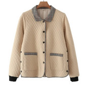 Liela izmēra mētelis Sieviešu apģērbi 4 xl Modes, nolaižama apkakle, vienrindu jaka Vintage stepēts Argyle ĀRDĒRBI 2022. gada rudens