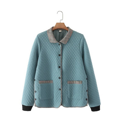 Liela izmēra mētelis Sieviešu apģērbi 4 xl Modes, nolaižama apkakle, vienrindu jaka Vintage stepēts Argyle ĀRDĒRBI 2022. gada rudens