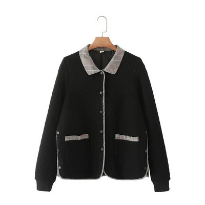 Liela izmēra mētelis Sieviešu apģērbi 4 xl Modes, nolaižama apkakle, vienrindu jaka Vintage stepēts Argyle ĀRDĒRBI 2022. gada rudens