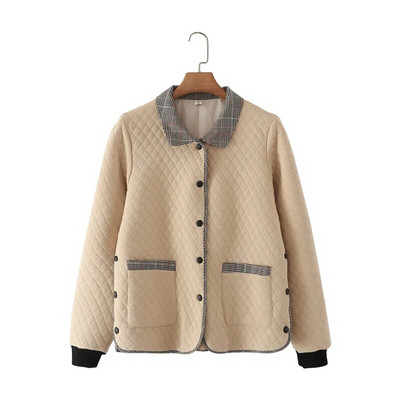 Liela izmēra mētelis Sieviešu apģērbi 4 xl Modes, nolaižama apkakle, vienrindu jaka Vintage stepēts Argyle ĀRDĒRBI 2022. gada rudens