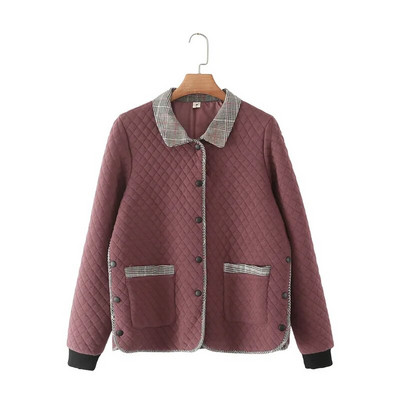 Liela izmēra mētelis Sieviešu apģērbi 4 xl Modes, nolaižama apkakle, vienrindu jaka Vintage stepēts Argyle ĀRDĒRBI 2022. gada rudens