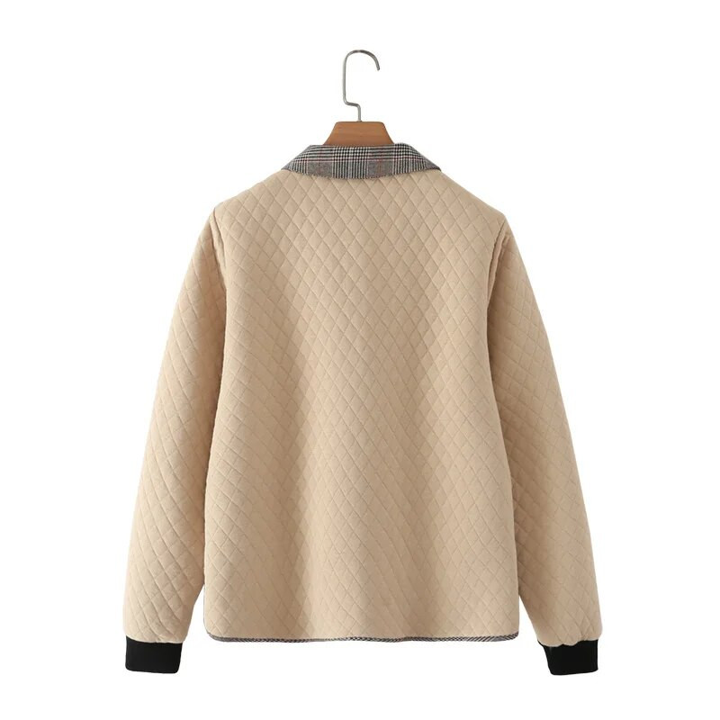 Liela izmēra mētelis Sieviešu apģērbi 4 xl Modes, nolaižama apkakle, vienrindu jaka Vintage stepēts Argyle ĀRDĒRBI 2022. gada rudens