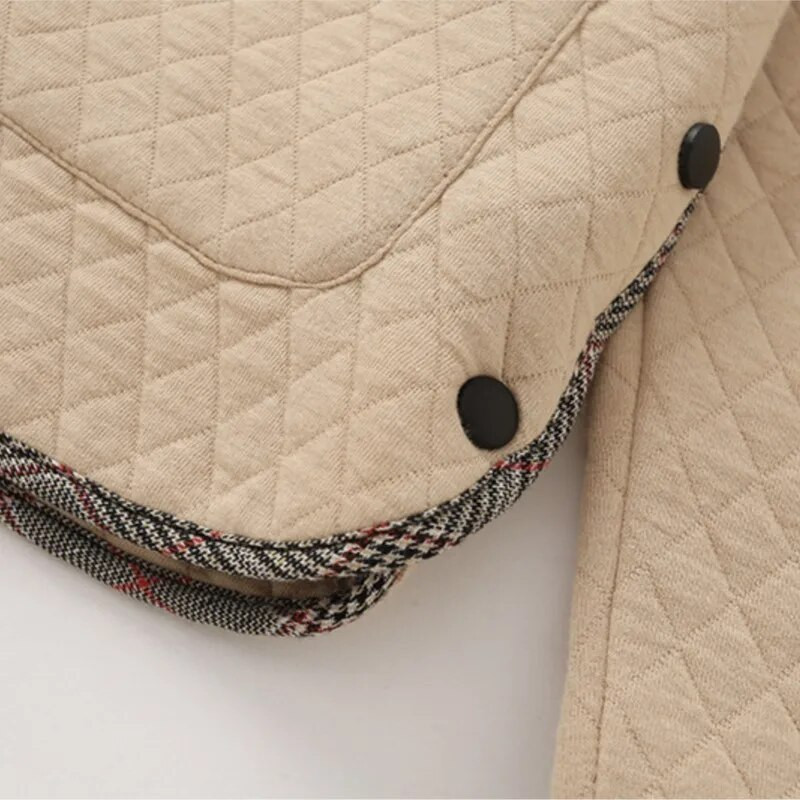 Liela izmēra mētelis Sieviešu apģērbi 4 xl Modes, nolaižama apkakle, vienrindu jaka Vintage stepēts Argyle ĀRDĒRBI 2022. gada rudens