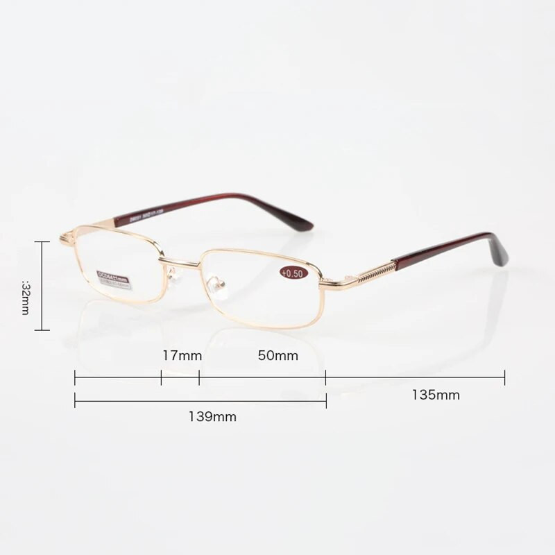 Ahora Men Glass Lens Metal Reading Γυαλιά Πρεσβυωπίας κατά της κούρασης Με 0 +0,5 0,75 1,0 1,25 1,5 1,75 2,0 2,5 2,75 3,0 έως 6,0
