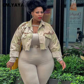 CM.YAYA Γυναικεία τζάκετ συν μέγεθος παραλλαγής ίσια φαρδιά κοντά παλτό Γυναικεία μόδα Streetwear Casualwear Φθινοπωρινά μπλουζάκια 2021