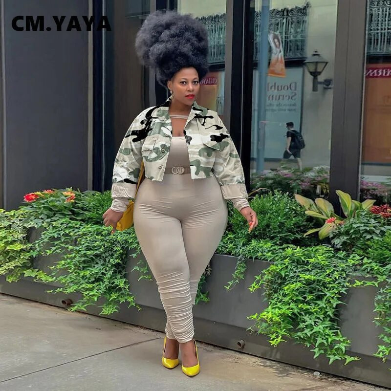 CM.YAYA Γυναικεία τζάκετ συν μέγεθος παραλλαγής ίσια φαρδιά κοντά παλτό Γυναικεία μόδα Streetwear Casualwear Φθινοπωρινά μπλουζάκια 2021