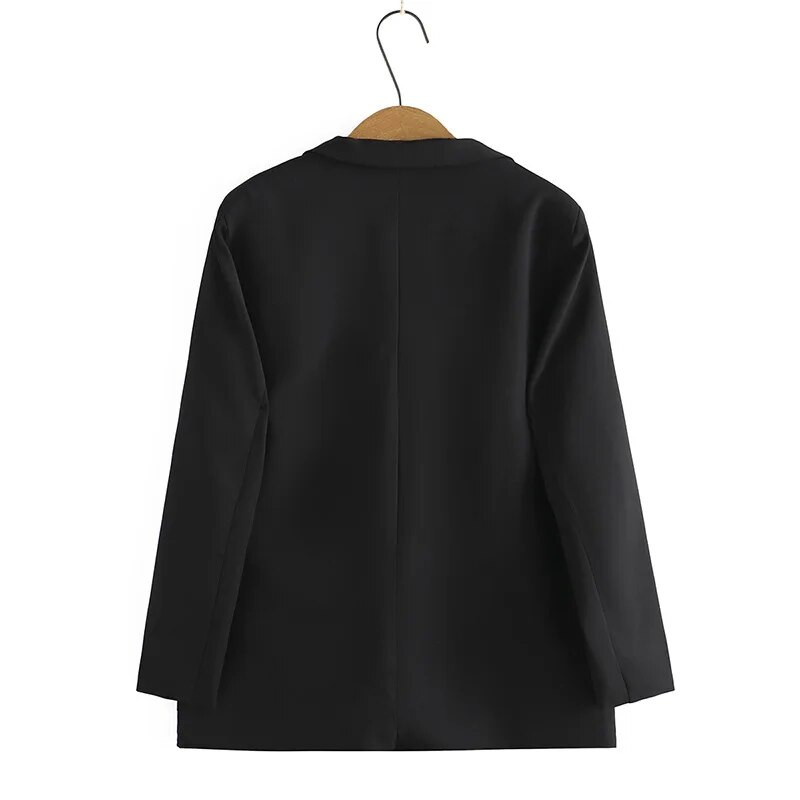 4xl Nagyméretű blézer Női Ruházat BLAZA szabott galléros hosszú öltöny dzseki Alkalmi divat fekete duplasoros felsőruházat őszi