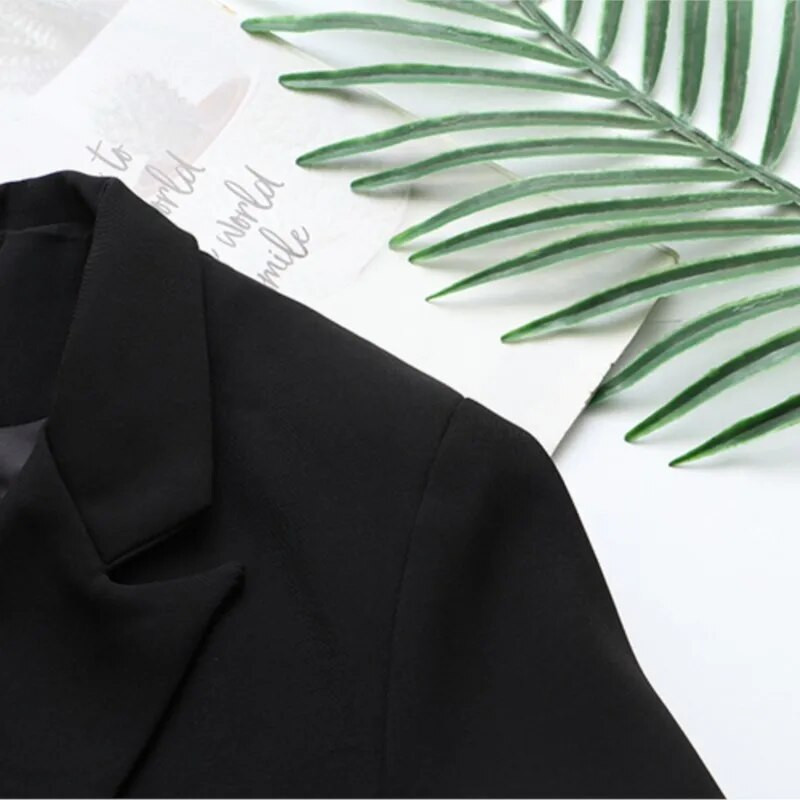 4xl Nagyméretű blézer Női Ruházat BLAZA szabott galléros hosszú öltöny dzseki Alkalmi divat fekete duplasoros felsőruházat őszi