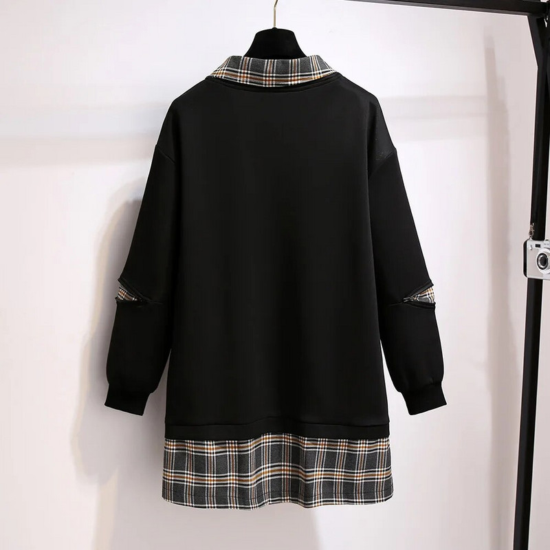 Jauns 2021. gada pavasara rudens lielizmēra sieviešu apģērbs, lieli bleizeri ar garām piedurknēm, rūtaini, gari mētelis, viltoti divi gabali, 3XL 4XL 5XL 6XL 7XL