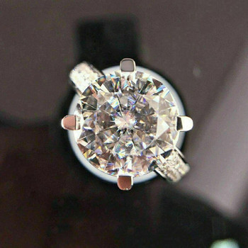 Луксозен брачен пръстен с кръгъл кубичен цирконий Huitan за жени Годежни пръстени с предложение за деликатен дизайн Модни бижута Ново