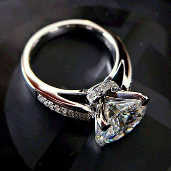Луксозен брачен пръстен с кръгъл кубичен цирконий Huitan за жени Годежни пръстени с предложение за деликатен дизайн Модни бижута Ново