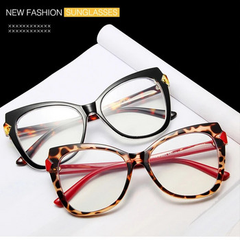 Луксозна марка Големи очила за четене с котешко око Дамски 2024 ретро очила TR90 Компютърни сини защитни очила Леопардово червено