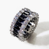 Luksusa Eternity Band melna kubiskā cirkonija kristāla akmens gredzeni sievietēm banketu ballītes rotaslietas dāvana
